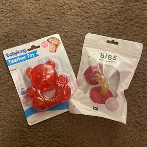 BIBS Pacifier (2 Pack) and Babyking Teether Toy